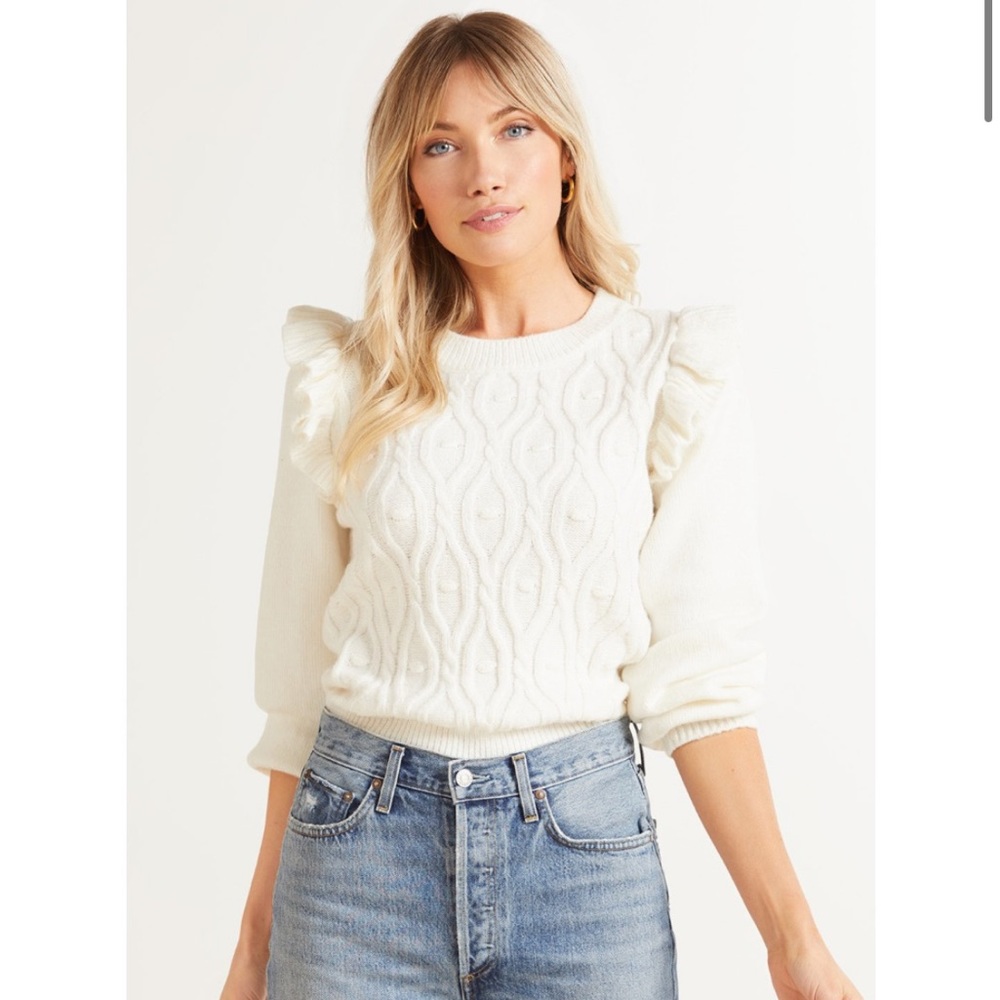 Evereve Design History Bella Ruffle Pullover NWT